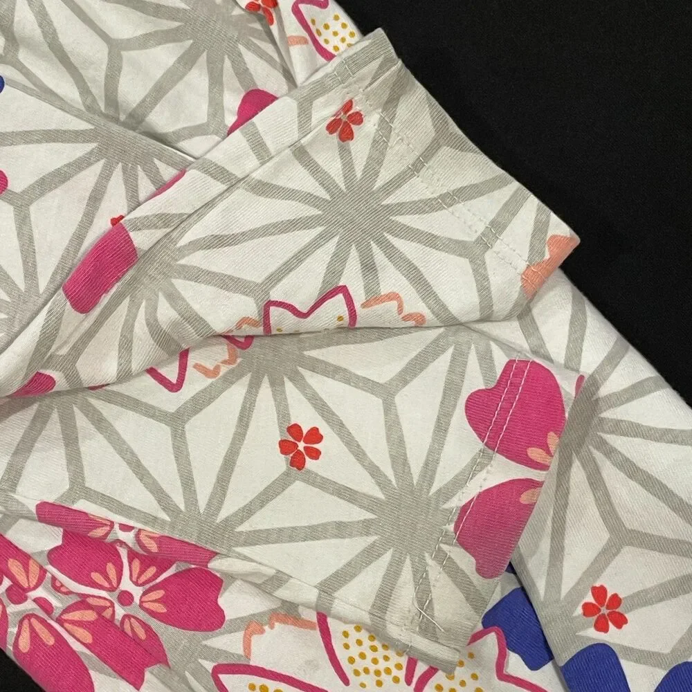 ~ Tea Dress, 5 Girls, Floral, Long Sleeve, Wrap, Pink Gray Purple Cotton Stretch